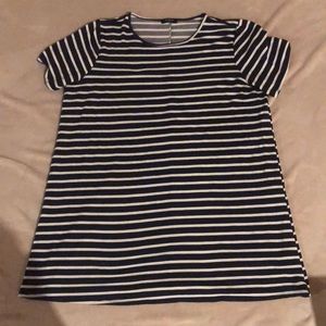 Navy striped Botanique shift dress, 2X